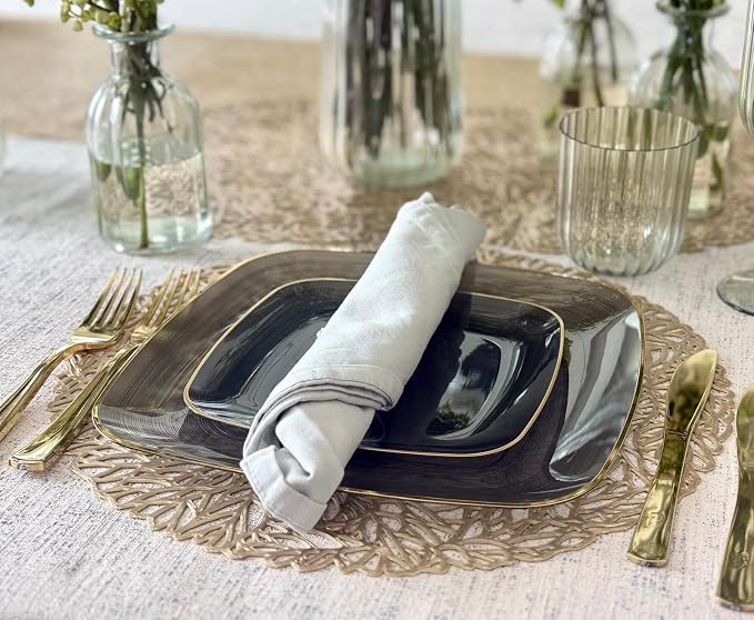 " OCCASIONS " 640pcs set-Wedding Party Disposable Plastic Plate Set -80 x 10'' - Image 5