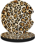 2pcs Cute Leopard Print Car Coasters, Absorbent Universal neoprener Cup Holder by Unknown
