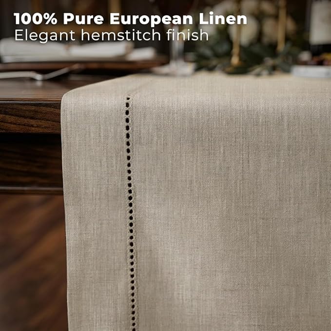 Signature Linen™ by D'Moksha Natural Table Runner 36 Inches, 100% Pure Linen - Image 3