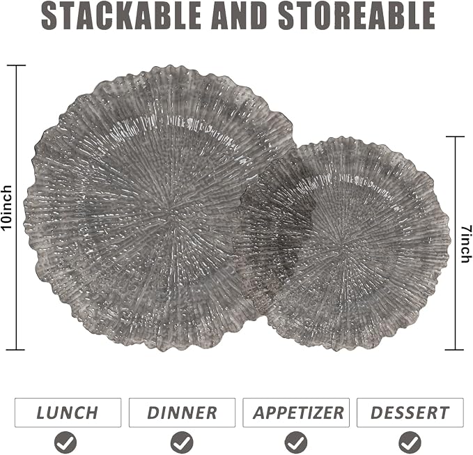 U-QE 60PCS Clear Black Plastic Plates, Heavy Duty Black Disposable Plates - Image 2