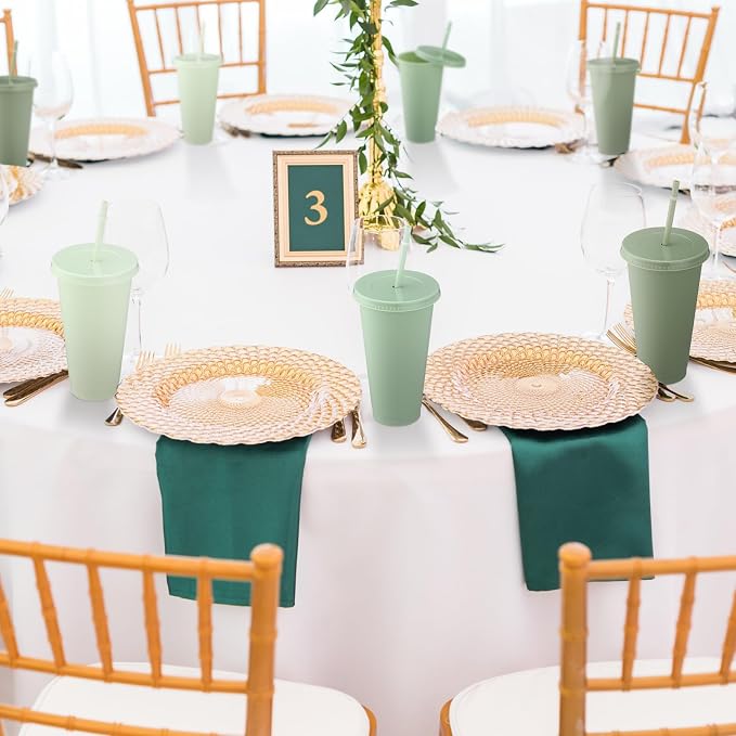Skylety 12 Pcs Sage Green Plastic Cups - Image 6