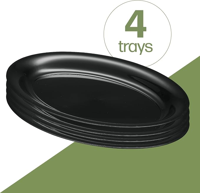 PLASTICPRO Plastic Oval Serving Trays 11 X 16 Oval Serving Platters Disposable - Image 5