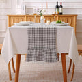 Grey White Plaid Gingham Ruffle Table Runner 120 inches Long Christmas 100% by KMASANIJI