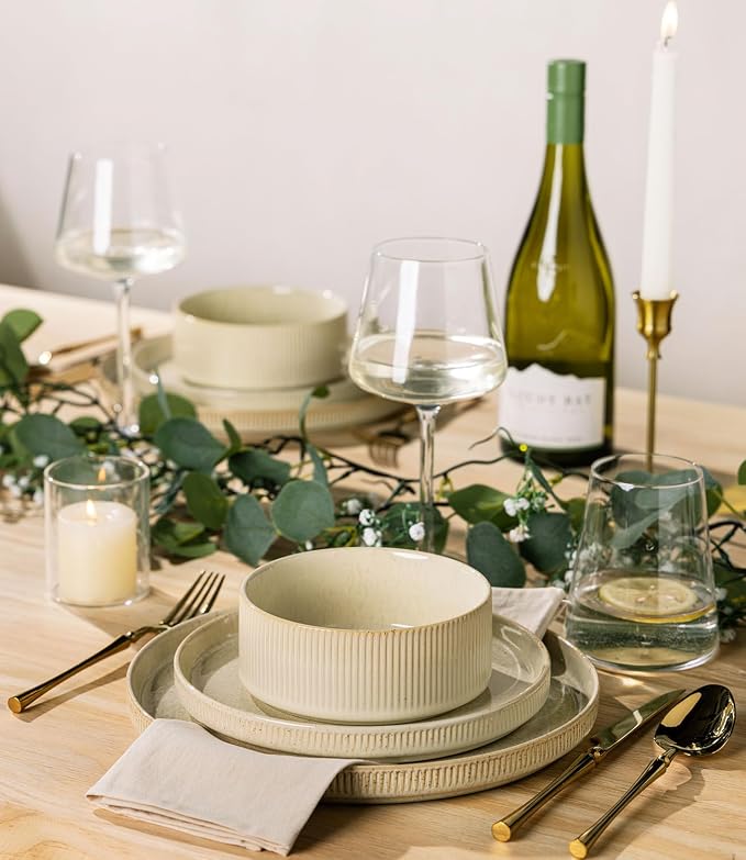 Ceramic Dinnerware Set for 6, 18-Piece Plates and Bowls Set | Lightweight - Image 6