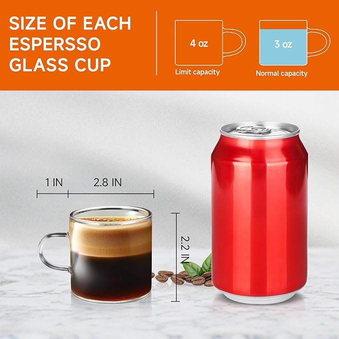 YMMIND 6-Pack 4oz Espresso Cups Espresso Shot Glasses - Image 3