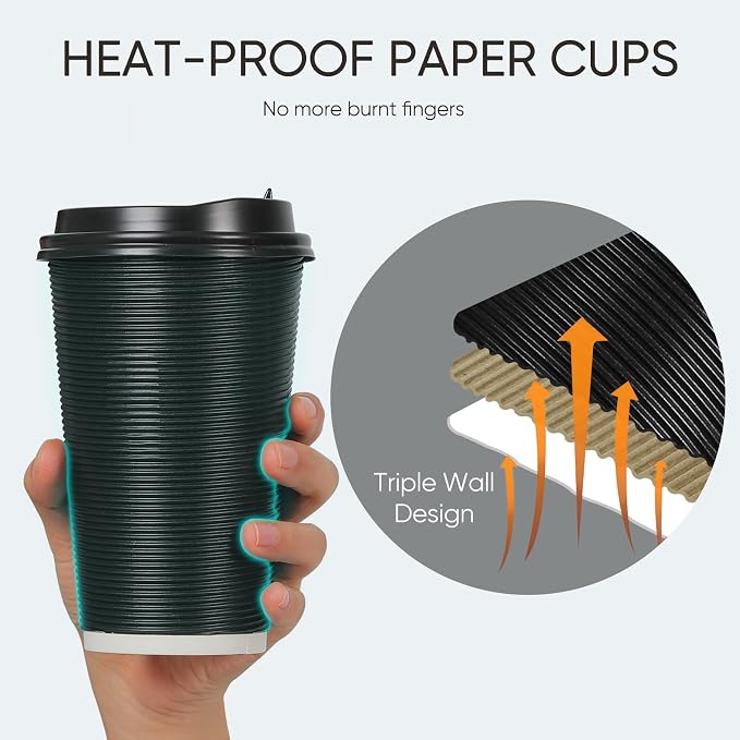 100 Pack 16 oz Disposable Coffee Cups - Image 4