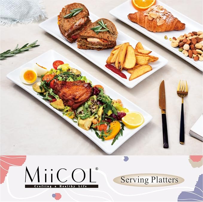 Miicol Porcelain Serving Platters Set of 3, Large Serving Trays 14 Inch - Image 2