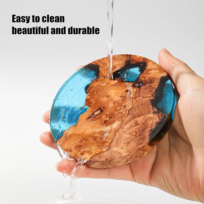 Drink Coaster Set, Wooden Bar Coasters, Resin Coaster - Image 3