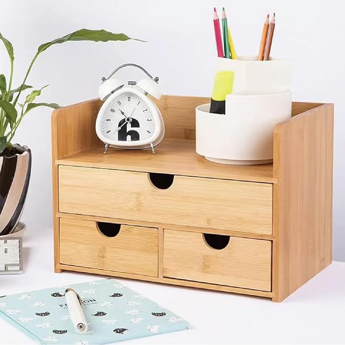 3 Drawer Bamboo Desk Organizer - Image 5