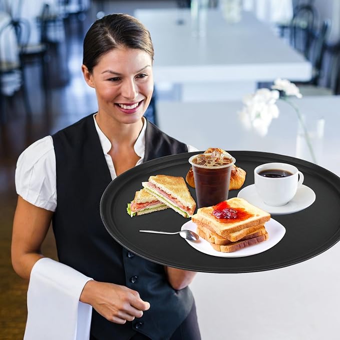 4Pcs 24 Inch x 29 Inch Large Restaurant Serving Trays, Oval Plastic Food - Image 7