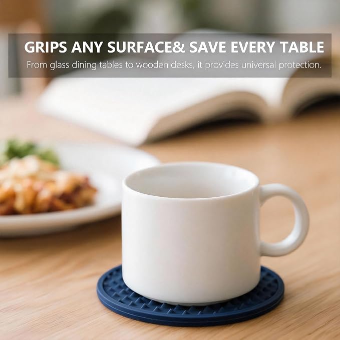 6 Pack Drink Coasters with Holder, Silicone Cup Mat - Image 4