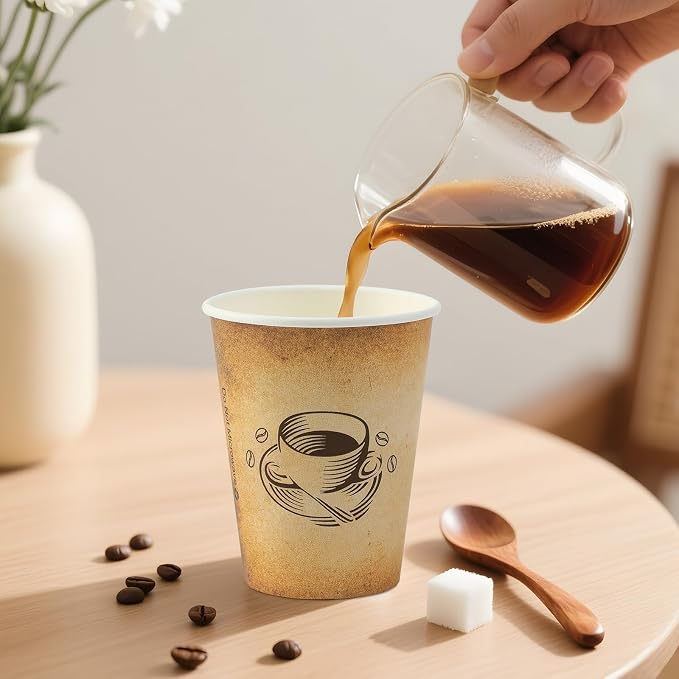 Clawsoff 300 Pack 12oz Disposable Paper Coffee Cups Retro Design | Disposable - Image 5