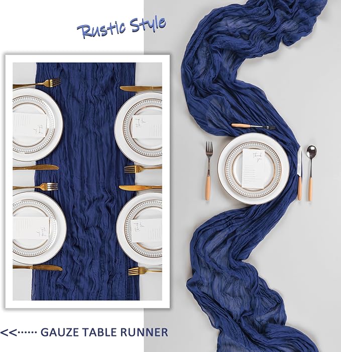 10 Pack 17 x 108 Inch Navy Blue Table Runner Cheesecloth | Gauze Cheese Cloth - Image 6
