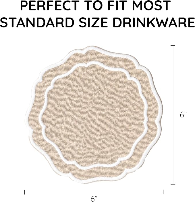Drink Coasters Set of 6, 6x6 inch, Absorbent Linen Drink Mats - Image 3