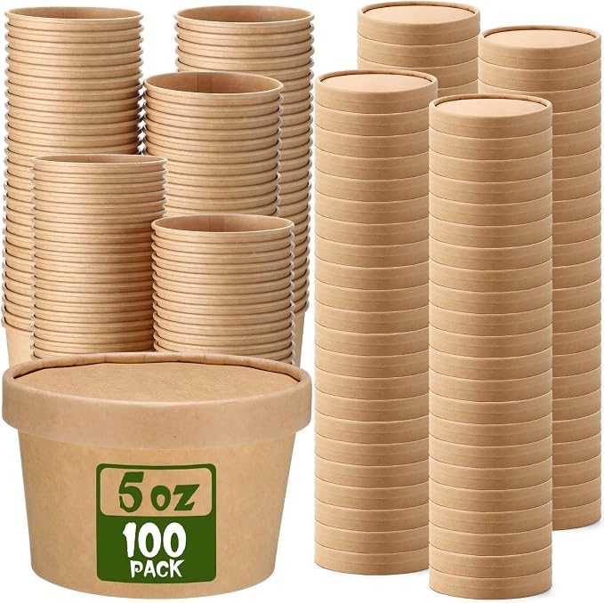 Fulmoon 100 Pack Paper Soup Containers by Fulmoon