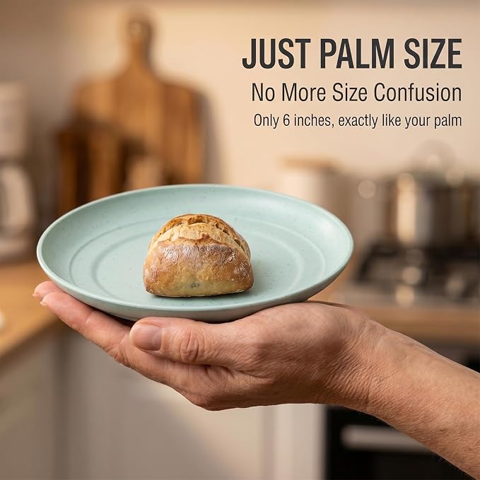 6 PACK 6 Inches Lightweight Mini Wheat Straw Plates Reusable Plate Set - Image 6