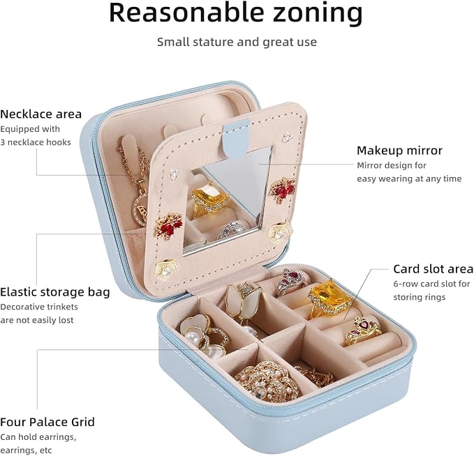 KElofoN Travel jewelry case Travel jewelry box Travel Jewelry Organizer Small - Image 5