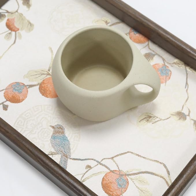 Embroidered Decorative Tray 11.8 inch, Boho Catchall Tray, Persimmon | Wooden - Image 3