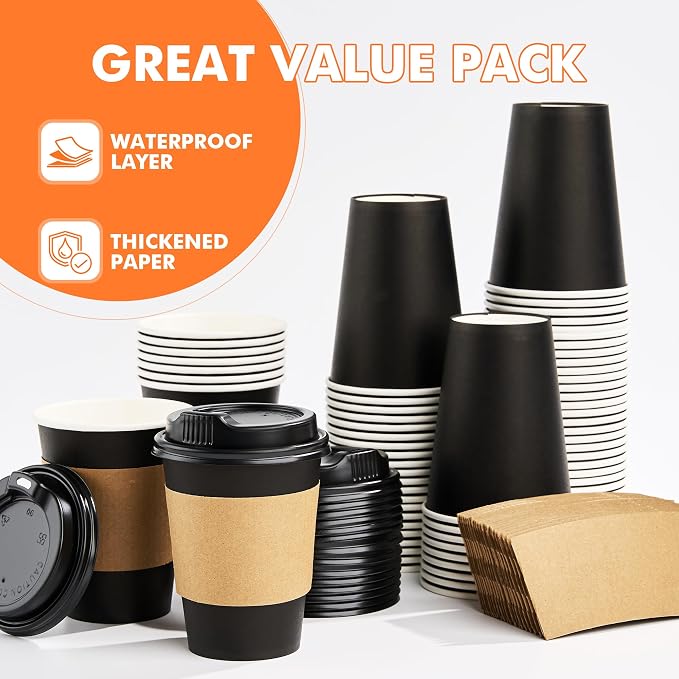 METAPRINT 50 Pack 12 oz Disposable Coffee Cups - Image 6
