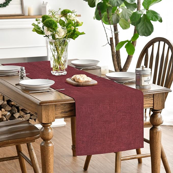 Artoid Mode Dark Red Table Runner, Seasonal Christmas Valentine's Washable - Image 3