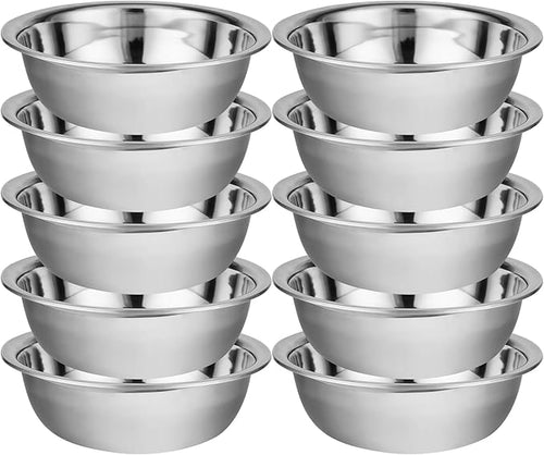 10 Pack 10.24 x 2.76 Inch Stainless Steel Mixing Bowls by Unknown