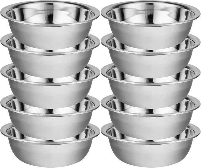 10 Pack 9.45 x 2.68 Inch Stainless Steel Mixing Bowls by Unknown