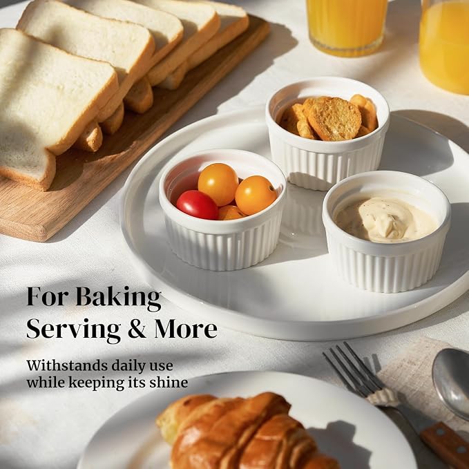 DOWAN 4 oz Ceramic Ramekins Set of 6, Oven Safe Souffle Dishes - Image 5