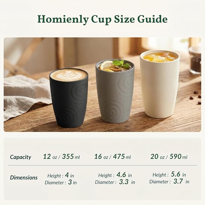 Homienly Premium Wheat Straw Cups Set of 6, Reusable 16oz Water Glasses - Image 9