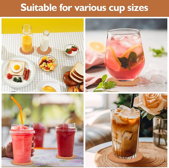 80 Pcs Cork Coasters for Drinks 3.5 Inches Reusable Round Blank Cork Coasters - Image 7