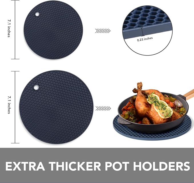 4 Pack Silicone Trivet for Hot Dishes | Heat Resistant Silicone Pot Holders for - Image 3