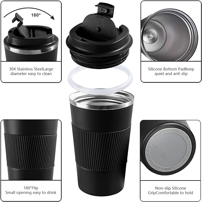 Insulated Travel Coffee Mug, Stainless Steel Coffee Cup - Image 2