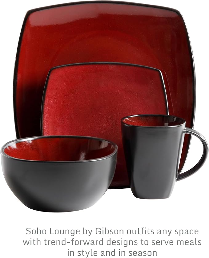 Gibson Elite Soho Lounge Square 16-Piece Dinnerware Set, Service - Image 3