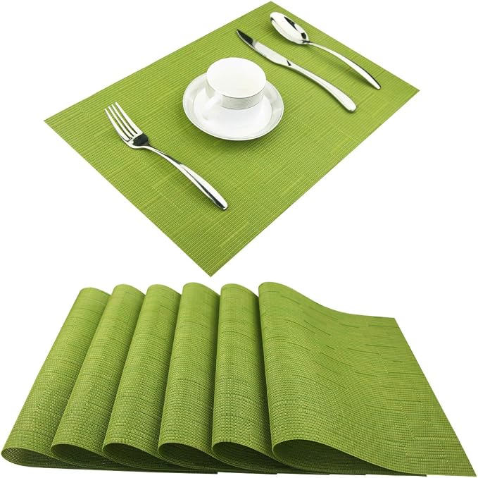 PIGCHCY Placemats, Washable Durable Vinyl Woven Table Mats, Elegant Heat - Image 7