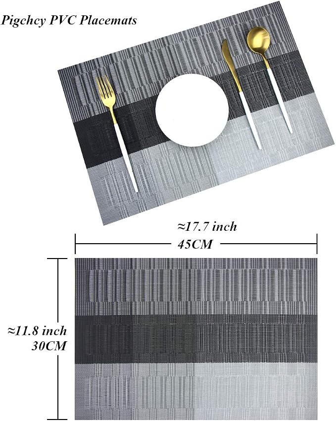 PIGCHCY Placemats, Washable Vinyl Woven Table Mats, Elegant Durable Placemats - Image 2