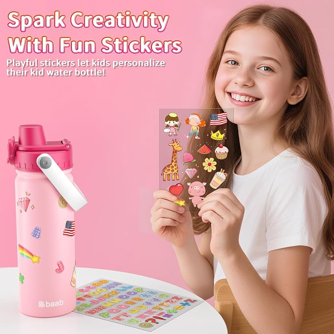 baab 18oz Kids Insulated Water Bottle 18/8 Stainless Steel Kids Cup 2 Pack | - Image 7