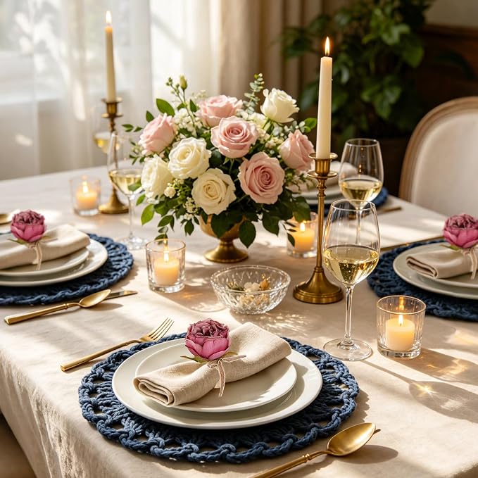 Handcraft Purple Flower Napkin Rings Set of 12, Peony Napkin Holder Floral Rings - Image 6