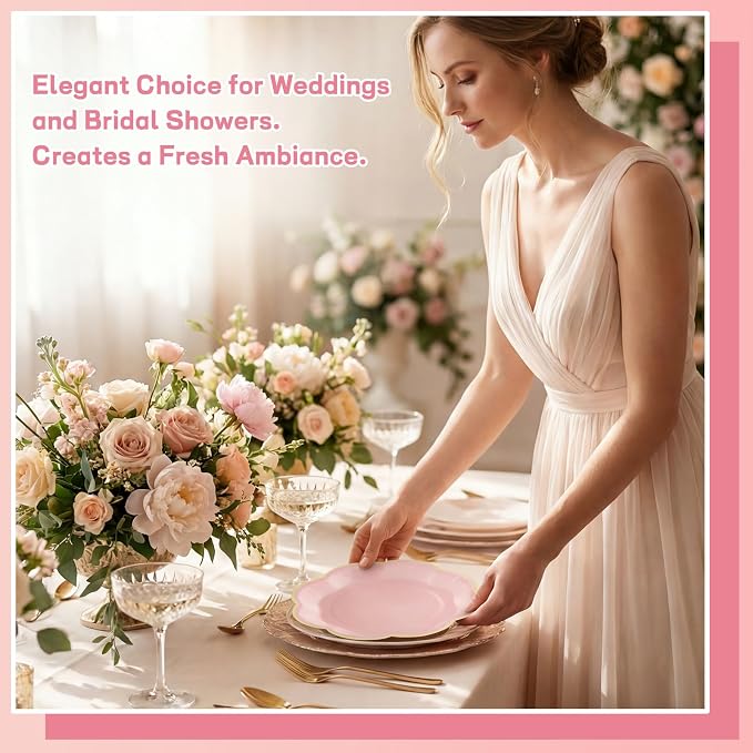 60 Pcs Pink Paper Plates 7 Inch Gradient Pink Dessert Plates - Image 5