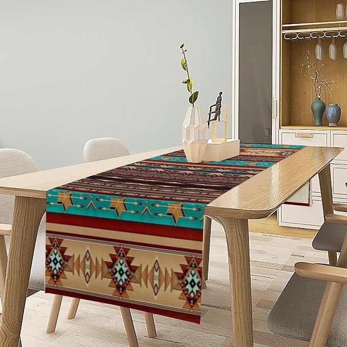 Aztec Southwest Table Runner, Ethnic Style Design Geometric Table Runners - Image 2