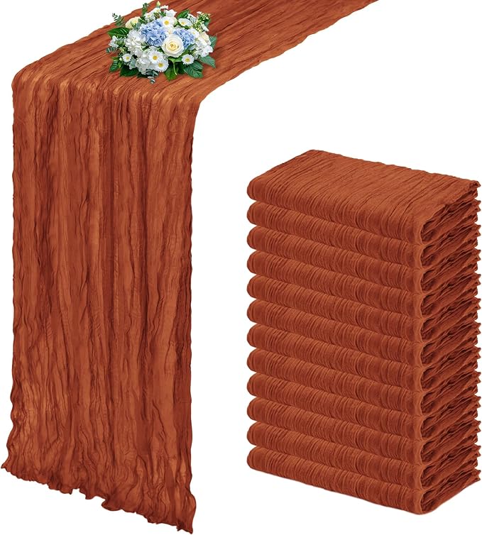 12 Pack Terracotta Cheesecloth Table Runner 17x108 Inch Semi Sheer Boho Gauze by Unknown