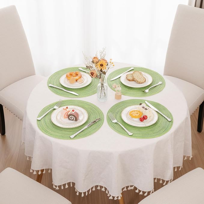 SHACOS Round Placemats Set of 8 Washable 15 inch Round Table Mats Braided Non - Image 9