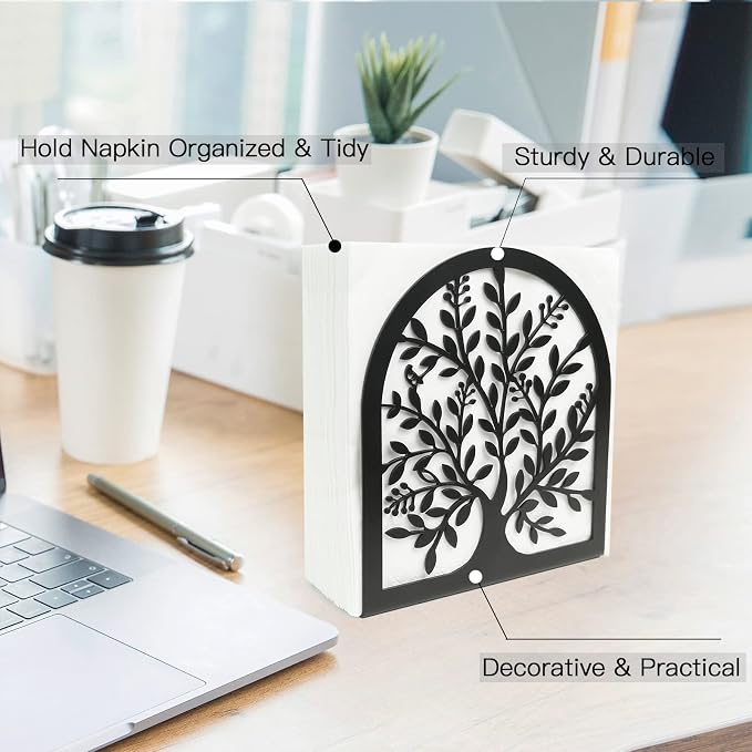 Napkin Holder for Tables, Vintage Metal Freestanding Tissue Dispenser - Image 5