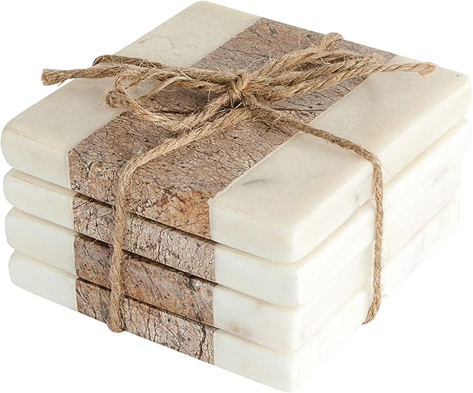 Creative Co-Op Square Marble Coasters by Unknown