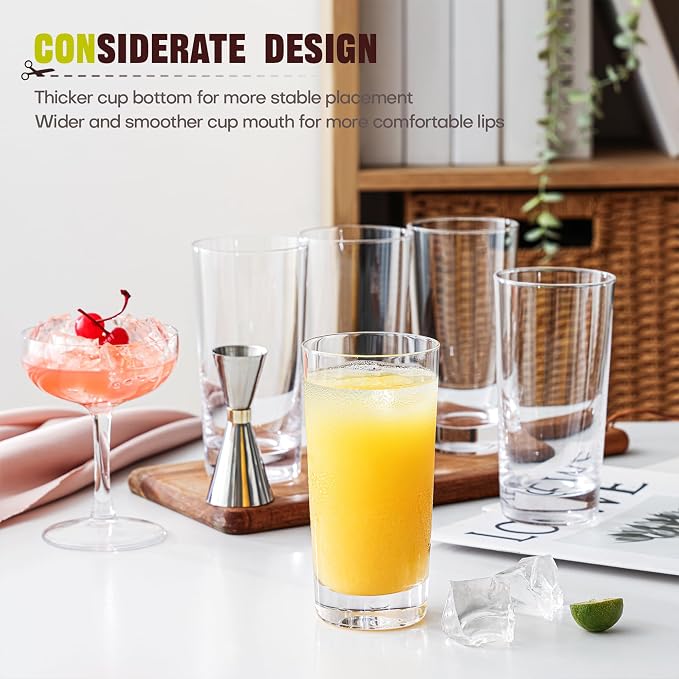 Highball Glasses Set of 12, 13oz Tall Drinking Glasses, Water Glass - Image 3