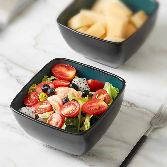 AmorArc 32oz Square Cereal Soup Bowls, Stoneware Bowls Set of 4 - Image 4