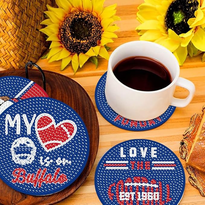 Bartogro 8 Pcs Diamond Painting Coaster Kits, DIY Football Diamond Art Coasters - Image 4
