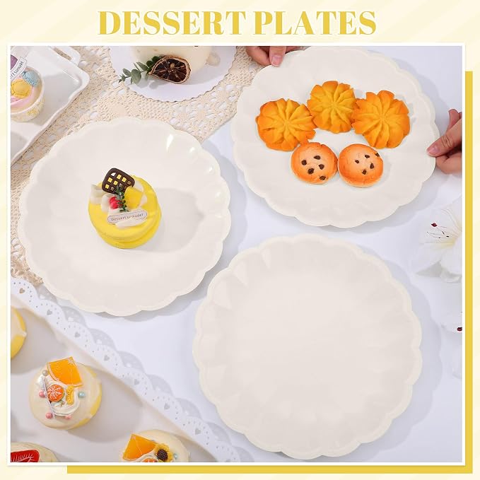 NatNarr 30 Pcs Ivory Paper Plates 9.5 In Scalloped Party Plates Disposable | - Image 5