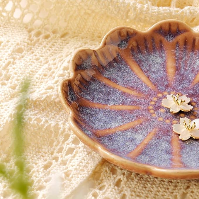 Lotus Ring Holder Dish Small Indoor Ash Tray, Ceramic Dessert Plate Trinket - Image 2