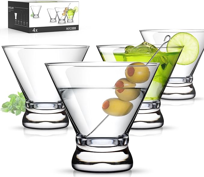 Martini Glasses Set of 4, 8oz Coupe Cocktail Glasses by LUNAMANTHA