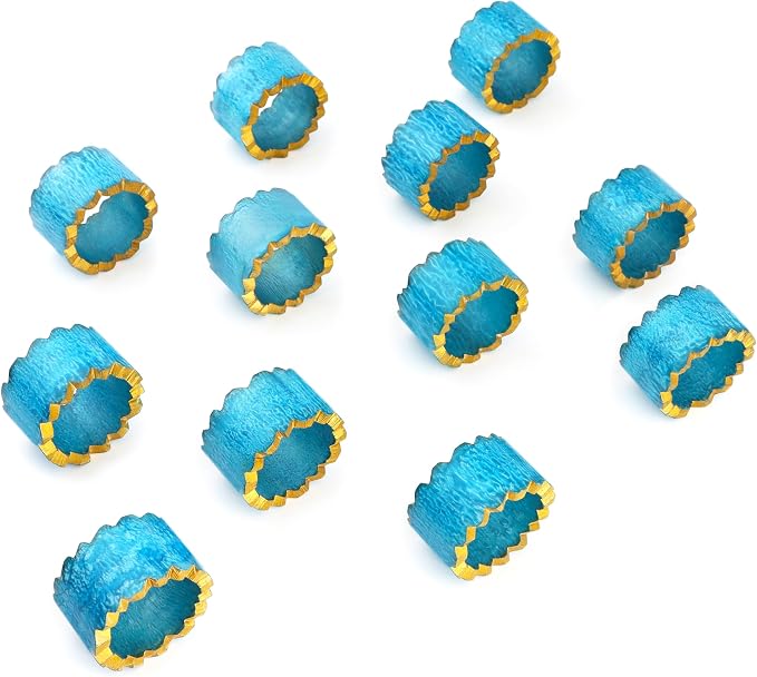ALPHA Living HOME Handmade Epoxy Napkin Rings Set of 12 | Elegant Round Napkin - Image 7