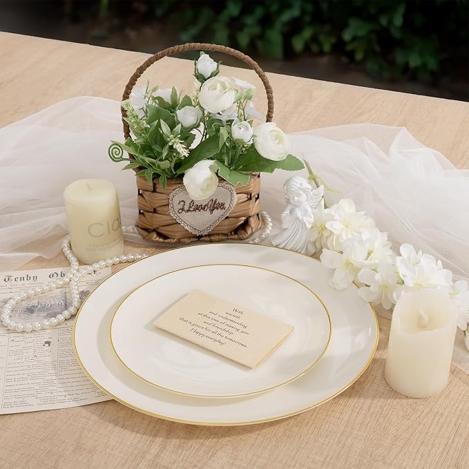 PULOTE 60 PCS Ivory Plastic Plates - Image 8